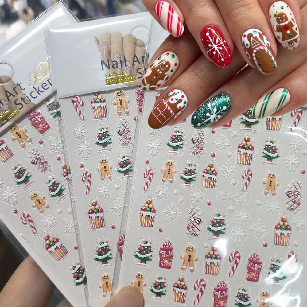 Nail Art For Men - 1 шт., Рождественский 5D пряничный человечек,
