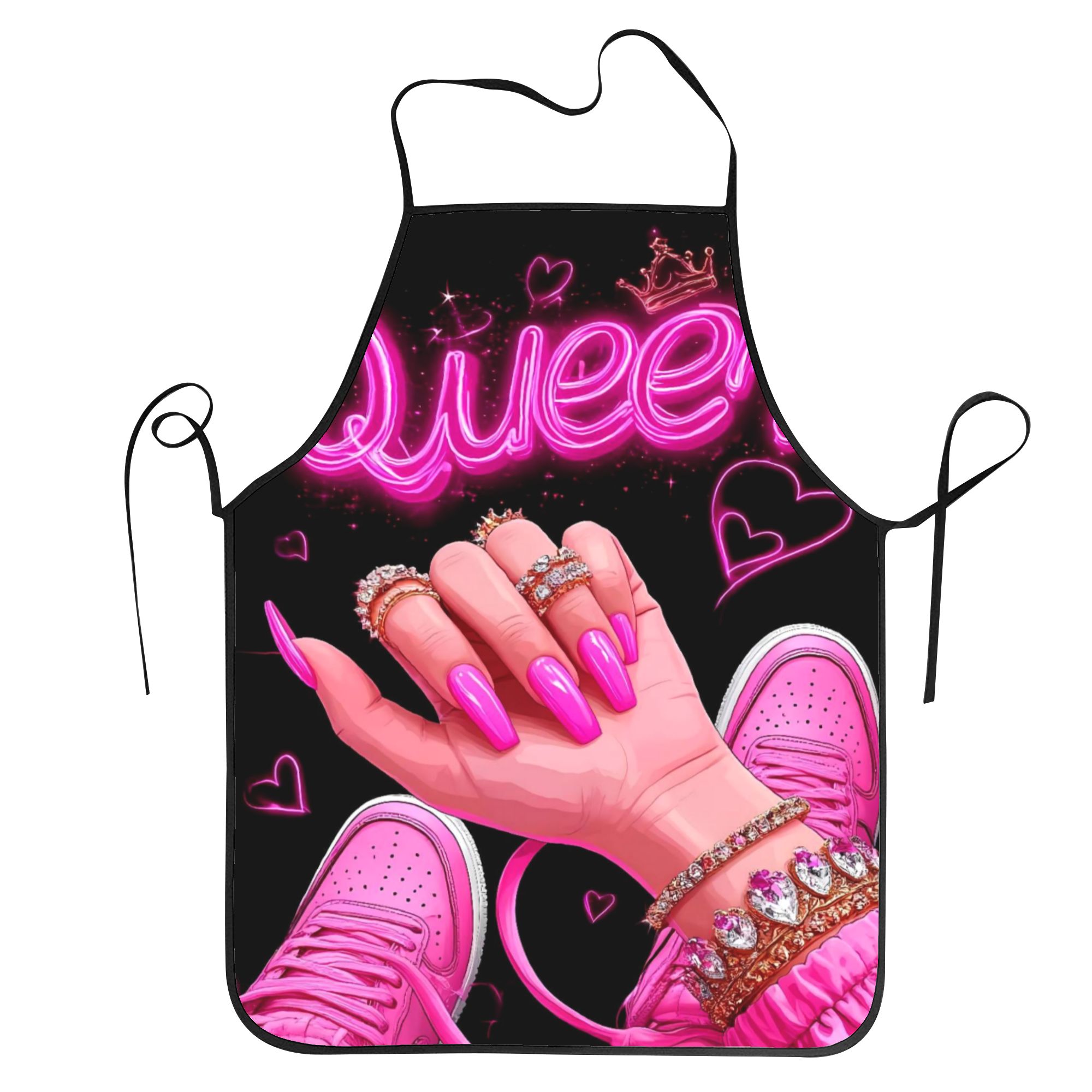 Nail Art Queen - Розовый фартук с принтом «Неоновая королева»